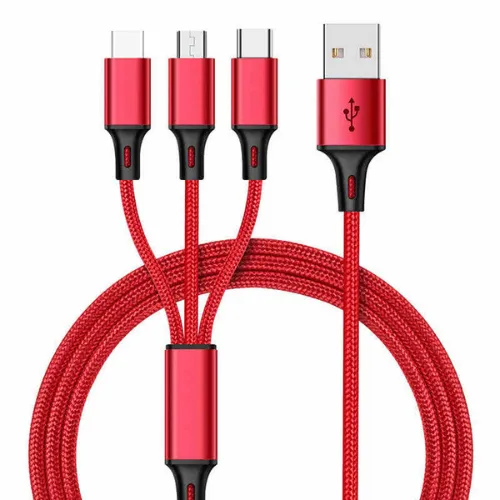 USB Charger Cable 3 In 1 Fast Charging USB Charger Cable / Fast Charging Data Transfer/Compatible with Micro USB, USB-C/Type-C Devices 5