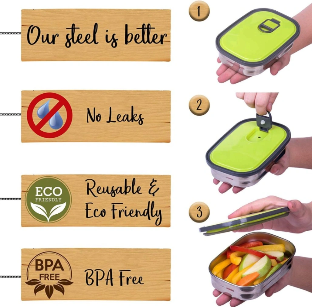 350ml Rectangle Stainless Steel Food Container&#x2F;Lunch Box 1 pcs 4
