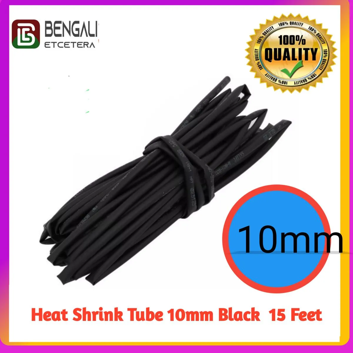 Heat Shrink Tube 10mm Black Heatshrink 15 Feet 2