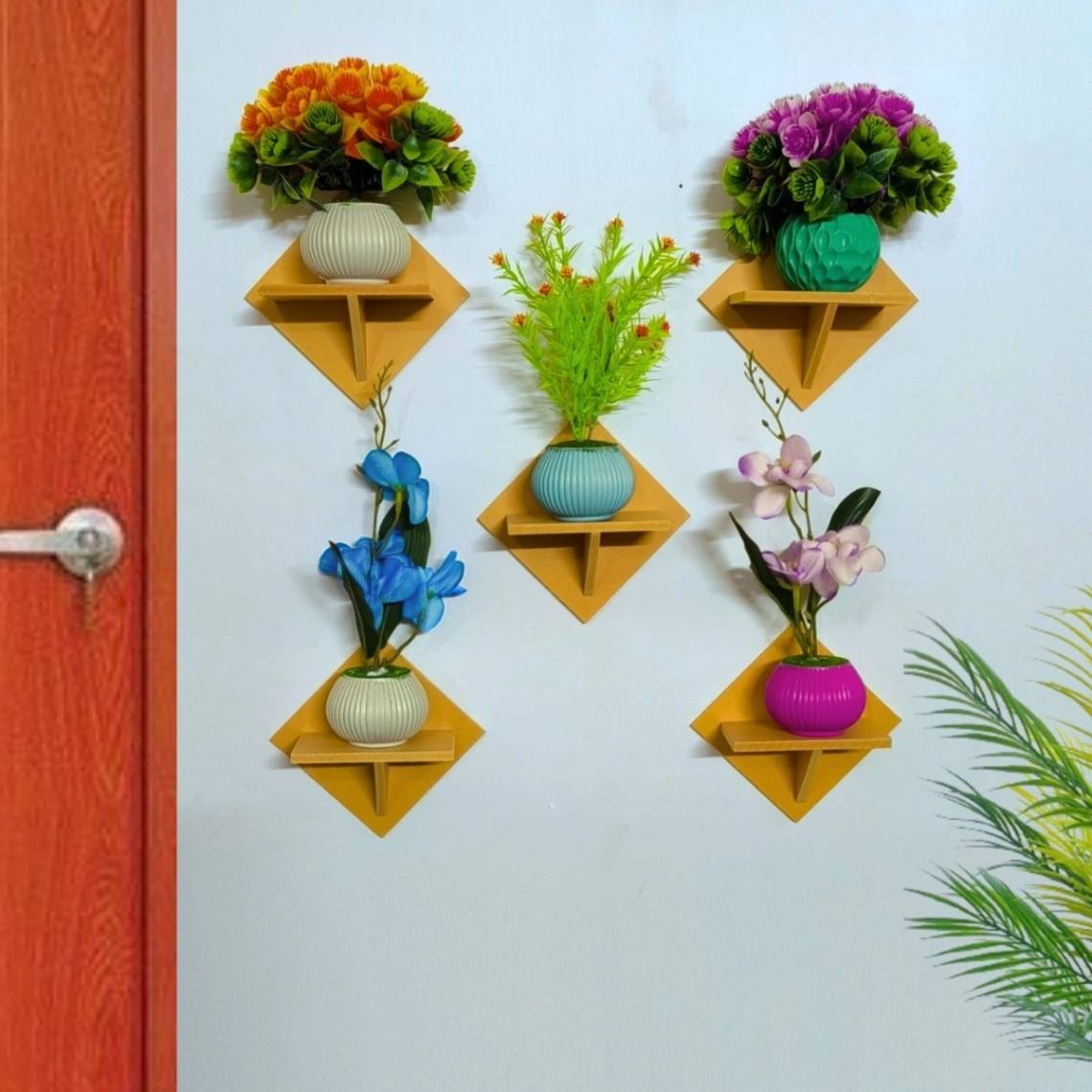 Square Shape Wall Shelf , Self Adhesive Punch Free ( 10&#x2F;5&#x2F;3 Pcs stand 1 Set) Premium Quality &amp; Waterproof. 5