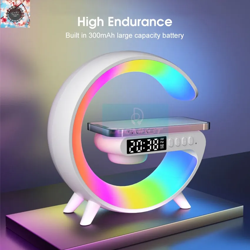 G Speaker Lamp -G63 4 In 1 Multi-Function Bluetooth Speaker With Wireless Charging, RGB Light and Alarm Clock 4