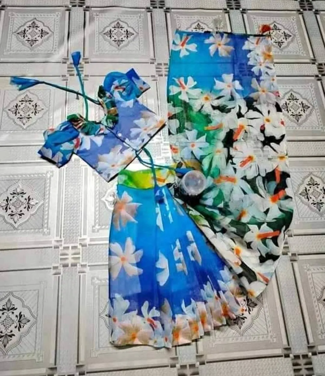 Ready sari For baby Girls 2 6y Sari belawj peti cort 2