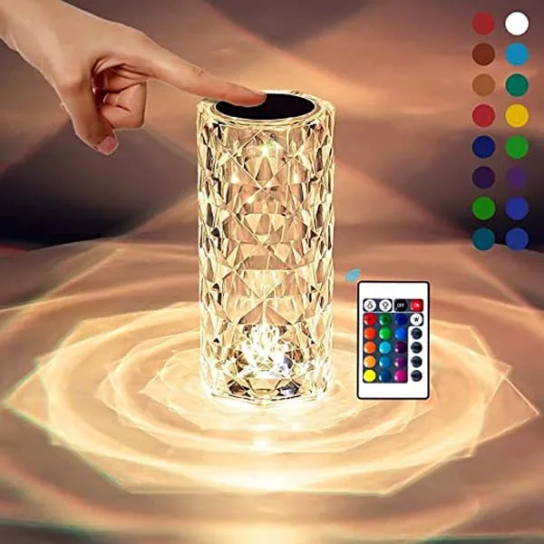 16 Color Crystal Rose Diamond Table Lamp Acrylic Table Lamp for Living Room Bedroom with Remote 5