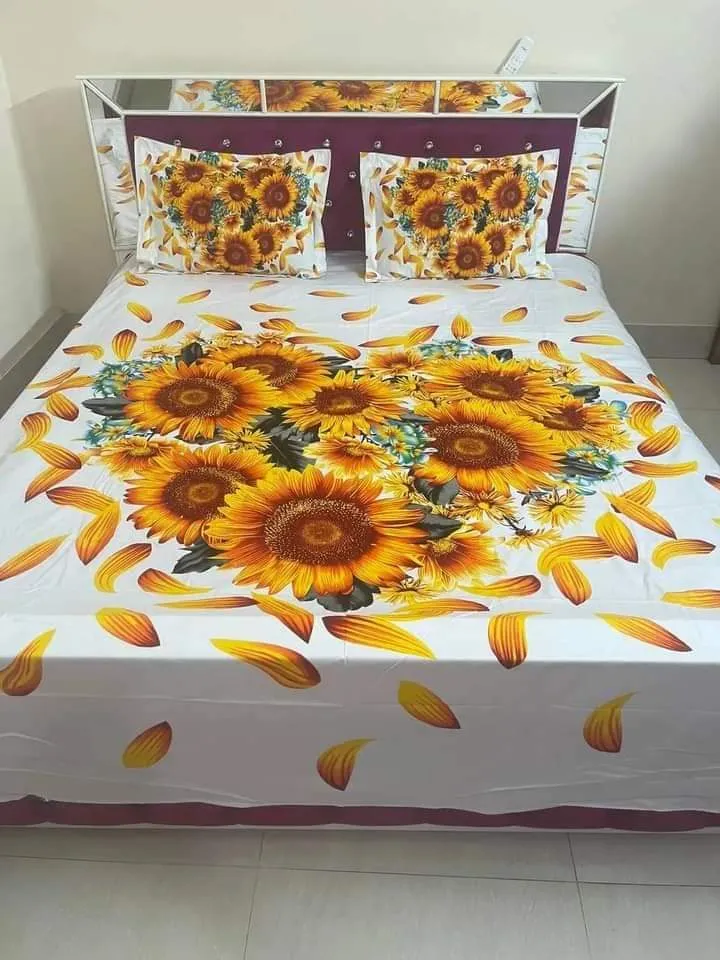 new collection prime luxury cotton double size twill panel bed sheet size 7 5 8 5 King size with two pillow cover 3