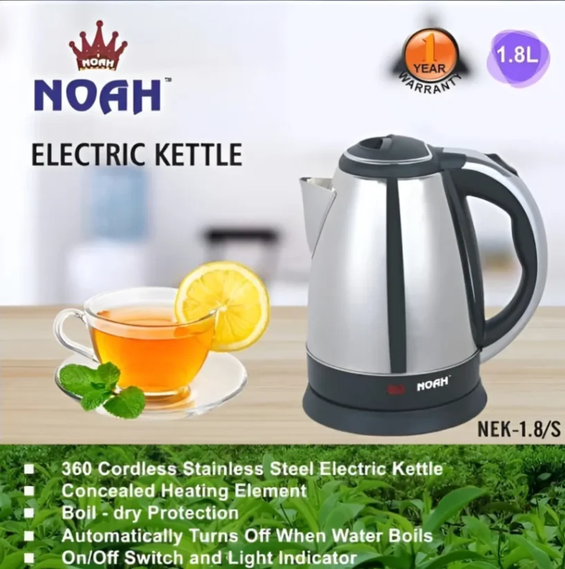 NOAH Electric kettle Nek 18s 360° Cordless Stainless Steel Electric Kettle with one year warrenty 2