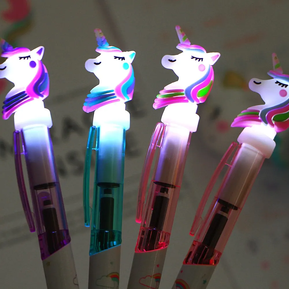 1 Pcs Creative Cartoon Unicorn Light Pen Cute Glowing Ballpoint Pen Student 6