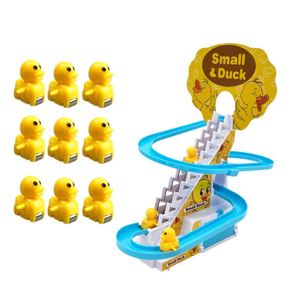 Electric Duck Climbing Stairs Toy with LED Lights &amp; Music – Fun Roller Coaster Set for Kids 2