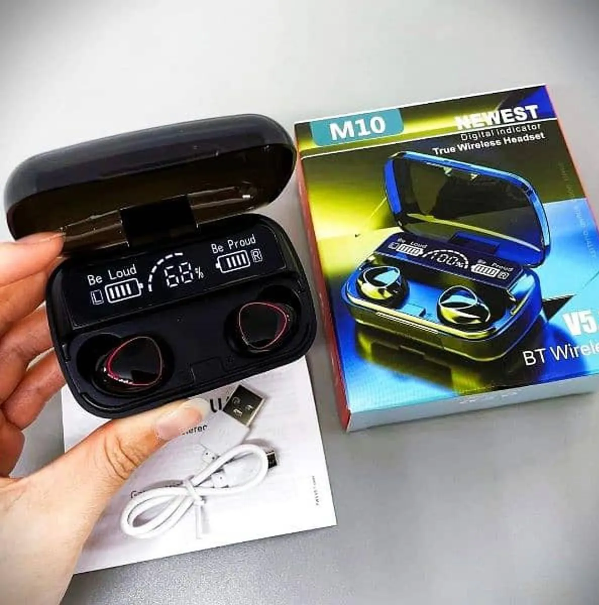 M10 Tws Bluetooth 5 3 Earphones 2000Mah Charging Box Wireless Headphone 9D Stereo Sports Waterproof Earbuds Headsets With Microphone With Hd Led Display Earbuds Bluetooth Headphone Bluetooth Headphone 1