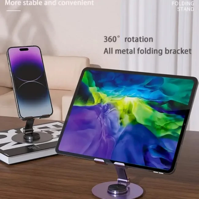360 Rotating Metal Aluminum Alloy Phone Holder Stand Adjustable Universal Table Tablet Phone Stand 6