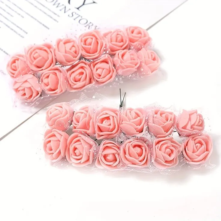 12 Pcs Artificial Foam Rose Flowers For Art Craft Jewellwry Making Home Decoration Item 5
