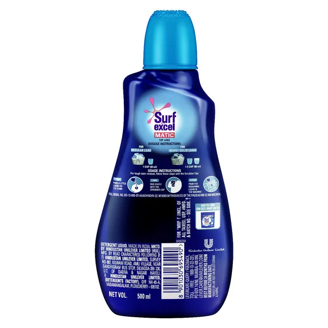 Surf Excel Matic Liquid Detergent Top Load 500ml 3