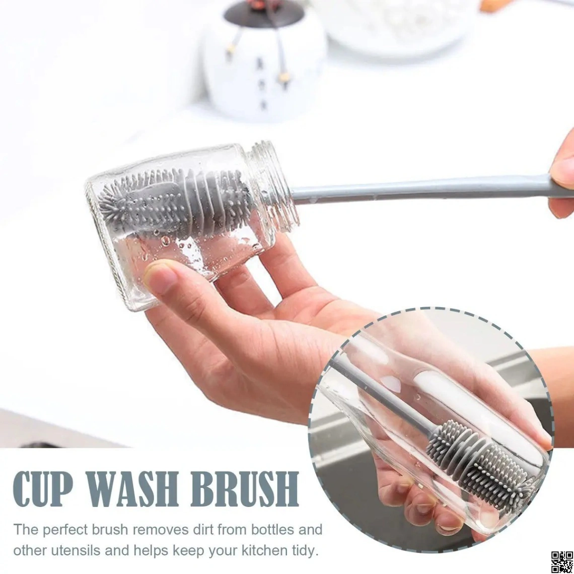 Silicone Bottle Cleaning Brush Bottle Cleaner for Washing Baby Bottles Handle Brush 2