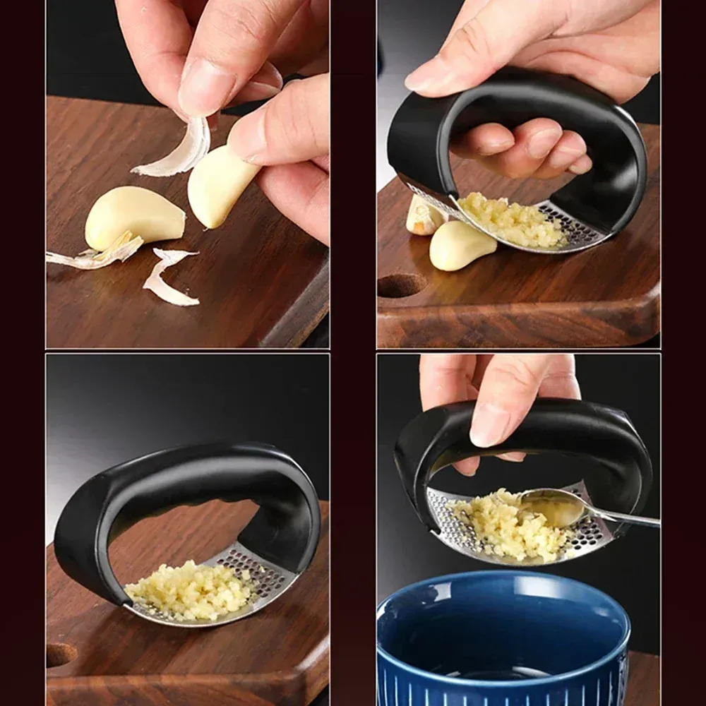 Garlic Press Chopper and Mincer, Stainless Steel Garlic Crusher Ginger Mincer Squeezer Press Chopper with Handle 7