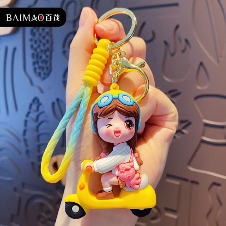Bike Girl Boutique Keychain Pendant Keyring Bag Gift Rantai Kunci Kids Girls Boys -  Kawaii Cute Large Soft Silicone Cartoon Keychain 2