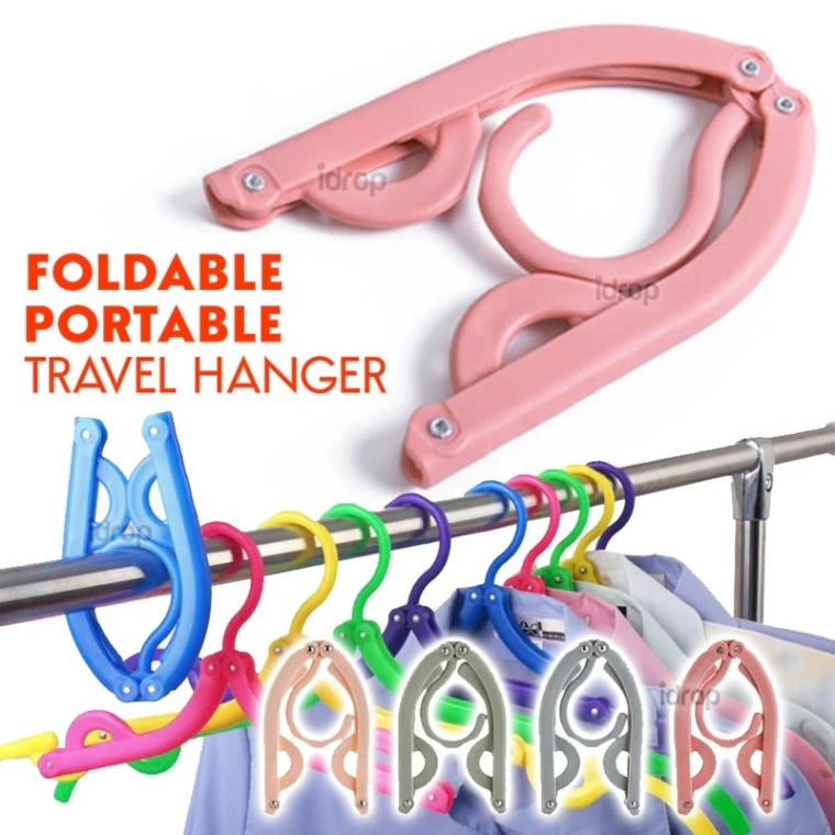 6 pcs Foldable Travel Hangers, Portable Folding Clothes Hangers Cloth Hanger Rack Travel Accessories Foldable Clothes Drying Hanger 6