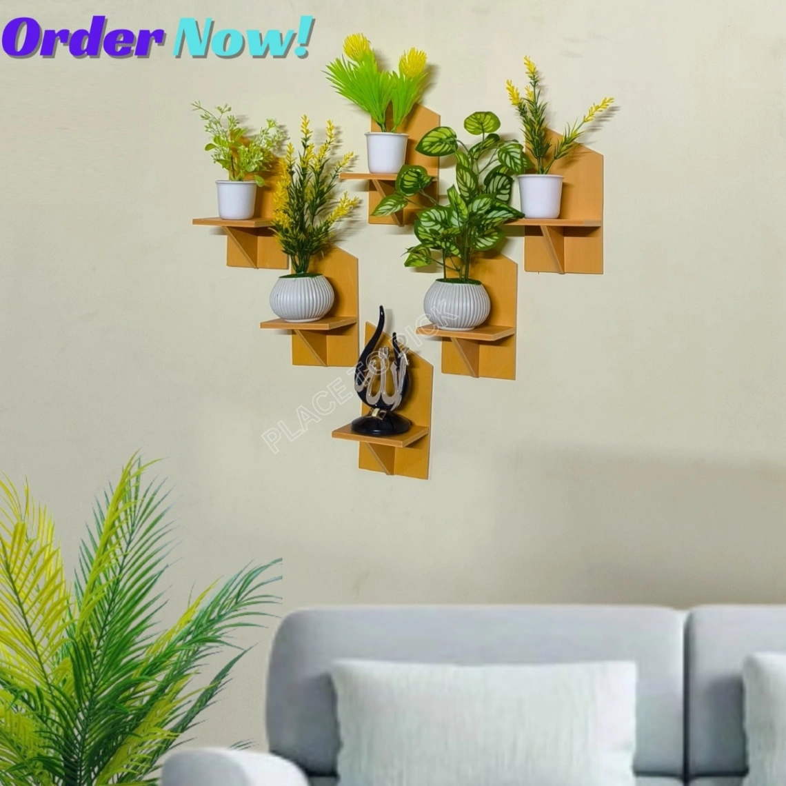 State Wall Shelf Without Flower , Self Adhesive Punch Free Wall Décor (3 Pcs 1 Set) Waterproof And Premium Quality. 4