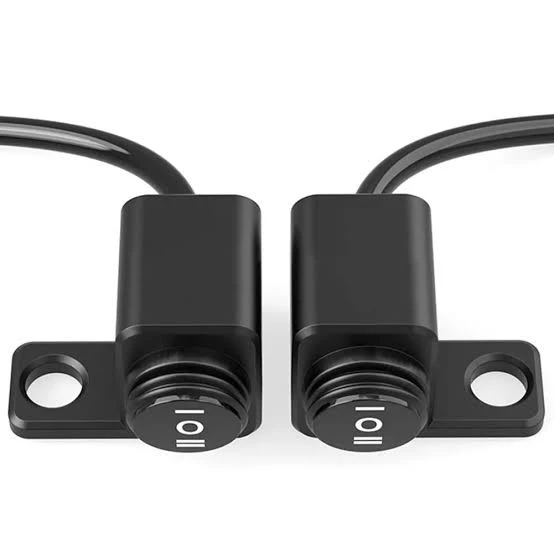 Domino Motorcycle Waterproof Aluminium Alloy Switches 25mm Handlebar Headlight Switch and 3 Wires with Red Led Light Super Quality 4