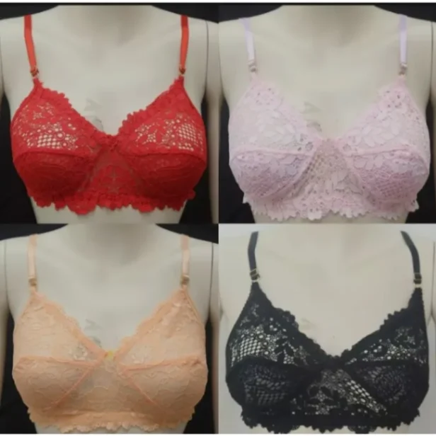 Stylish Shameless Lace Net Bra Lightweight and Comfortable Lace Bra - 4 Piece 2