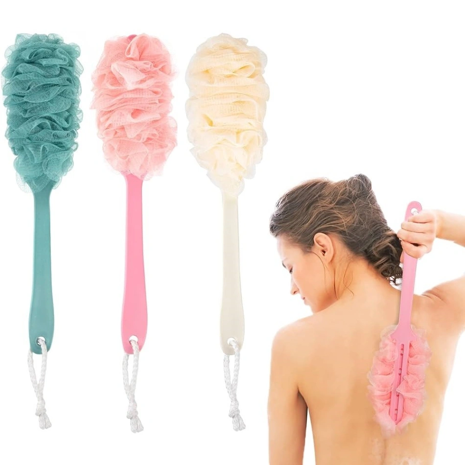 Long Handle Bath Sponge Shower Brush Back Scrubber For Shower Soft Mesh Body Back Cleaner Washer Body Bath Massage Brush 5