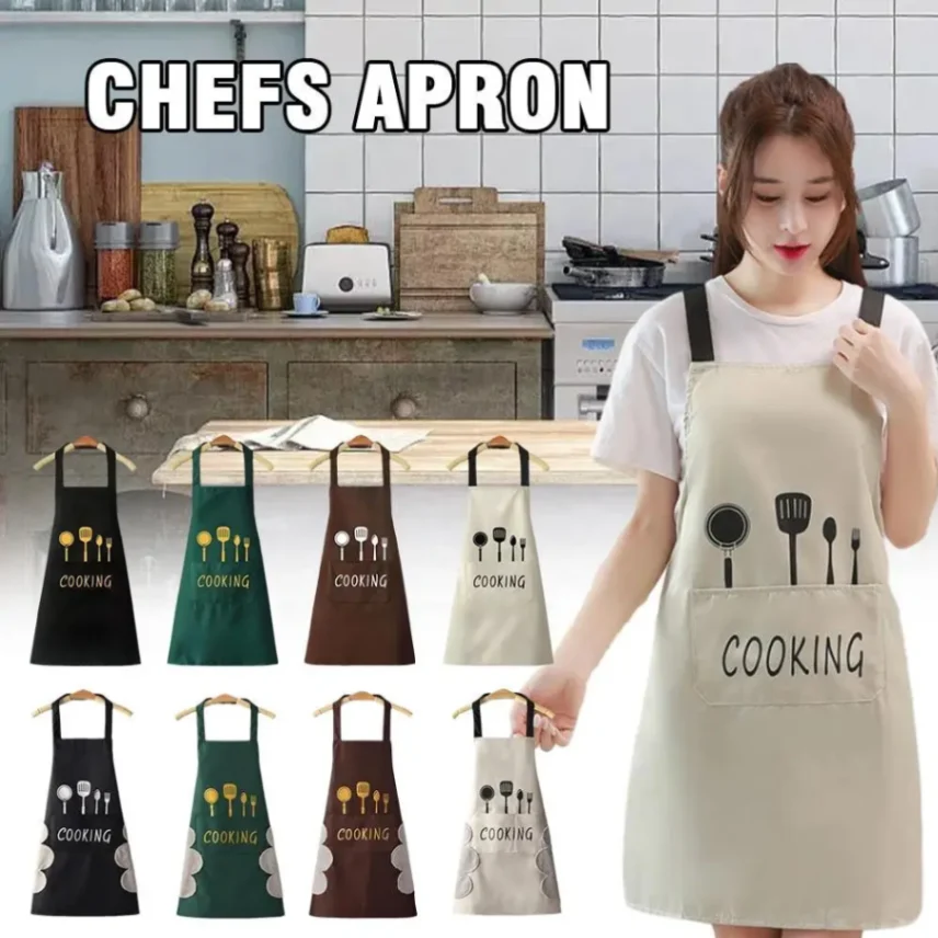 Kitchen Cooking Apron, Waterproof &amp; Anti-Oil Polyester Kitchen Apron, Restaurant Apron for Chef Cooking 3