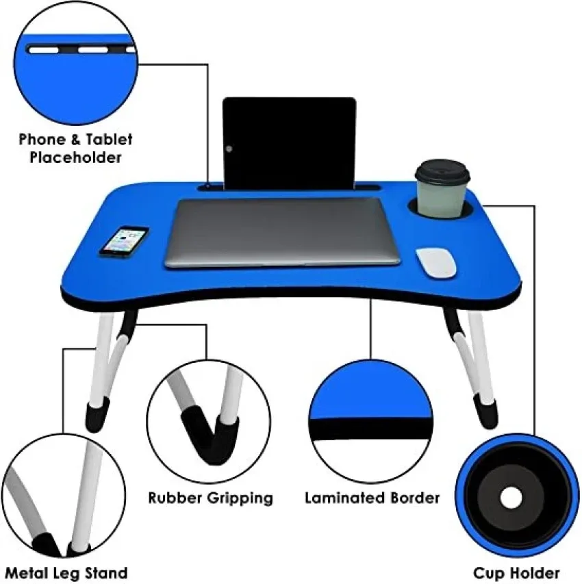 Foldable Laptop Table-Blue For Reading, Writing, Eating, On Bed 5