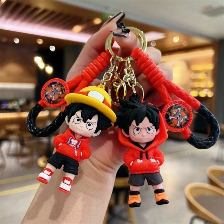 One Piece Luffy Keychain Keyring | Amazing Anime Character Bag Charming Keychain | Cool Large PVC Key Ring Collection 3