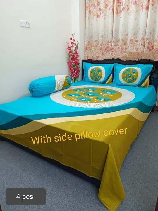 New Single Flower Double Size Panel Bed Sheet With Two Matching Design Pillow Covers For Big Bed Size 7 5 8 5 Feet 3