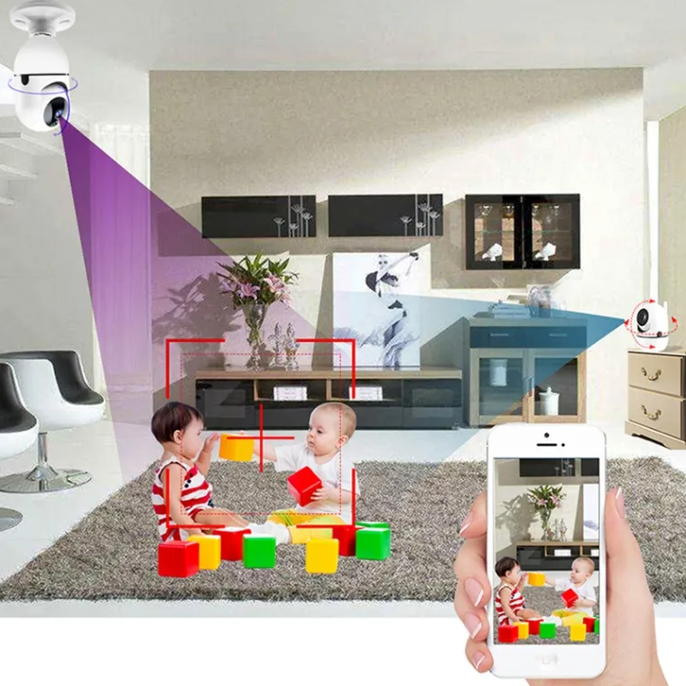 V380 Bulb System WiFi Security Camera, 1080P Wireless 360 Degree Camera 6