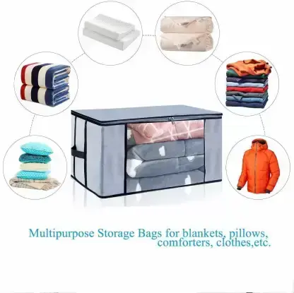 Blanket Storage Bag, Foldable Space-saving Non-woven Fabric Folding Stackable Blanket Storage Bag for Wardrobe 6