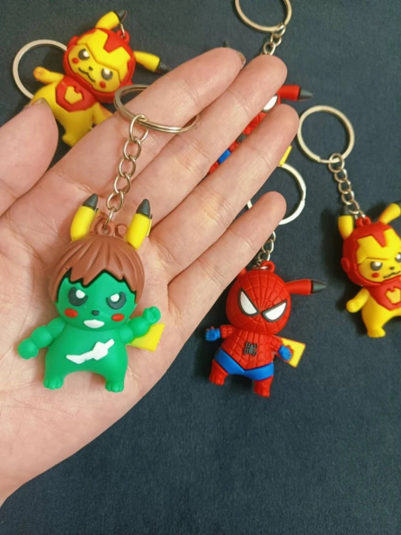 Cute Pokémon Keychains Pikachu superhero keychains for keys, bags 5