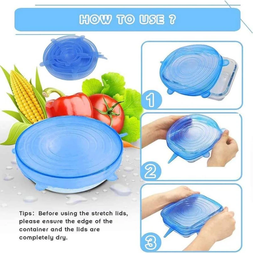 6pcs Silicon (Big) Food Cover Set 5