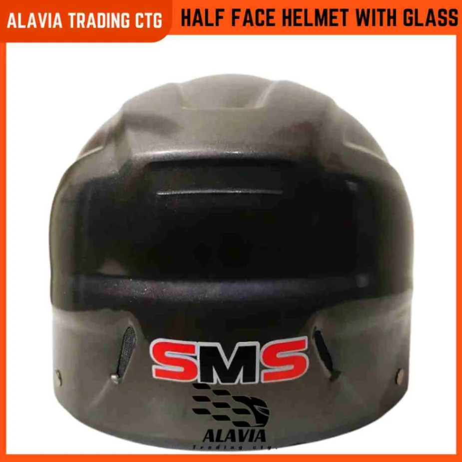 Pelion SMS Cap Style Half Face Motorcycle Helmet With glass for Men & Women - Black 5