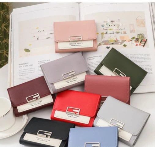 Korean Fashion Ladies Mini Wallet clutch purse For Women Card Holder Short PU Leather Bags 3