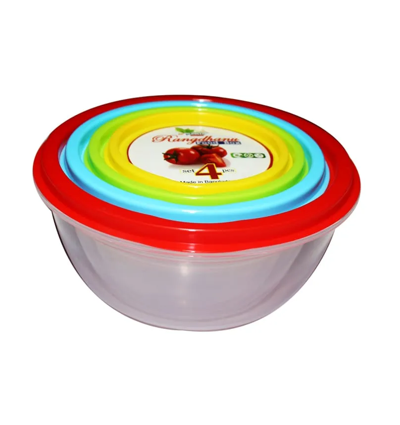 Transparent Plastic Rainbow Food Storage Box Container With Lid 4pcs Set 2