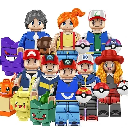 Lego Pokemon Trainer Figures Building Blocks DIY Assembly Cartoon Educational Toy 4