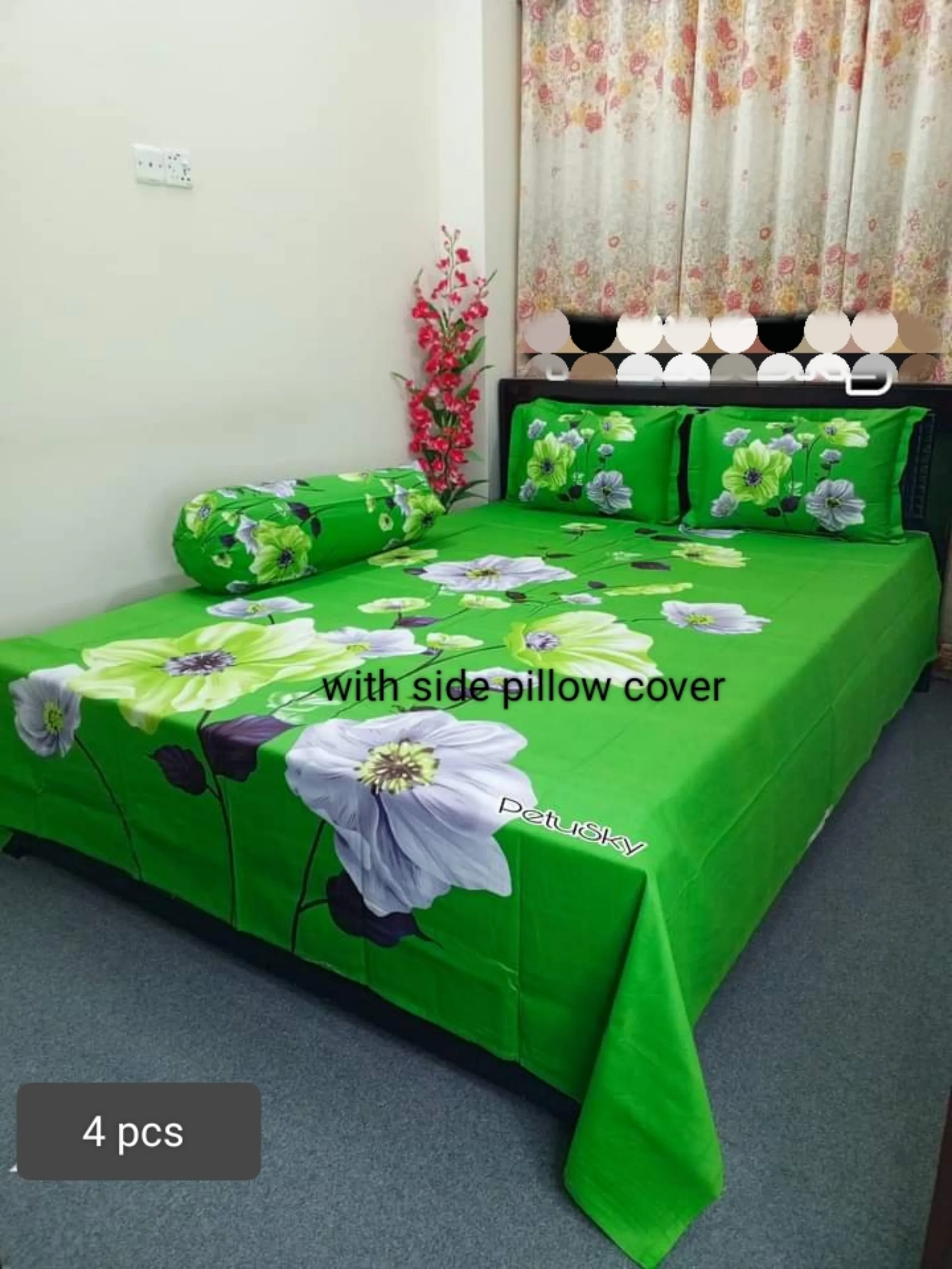 luxury panel cotton double size twill panel bed sheet size 7 4 8 3 feet King size with two pillow cover 1