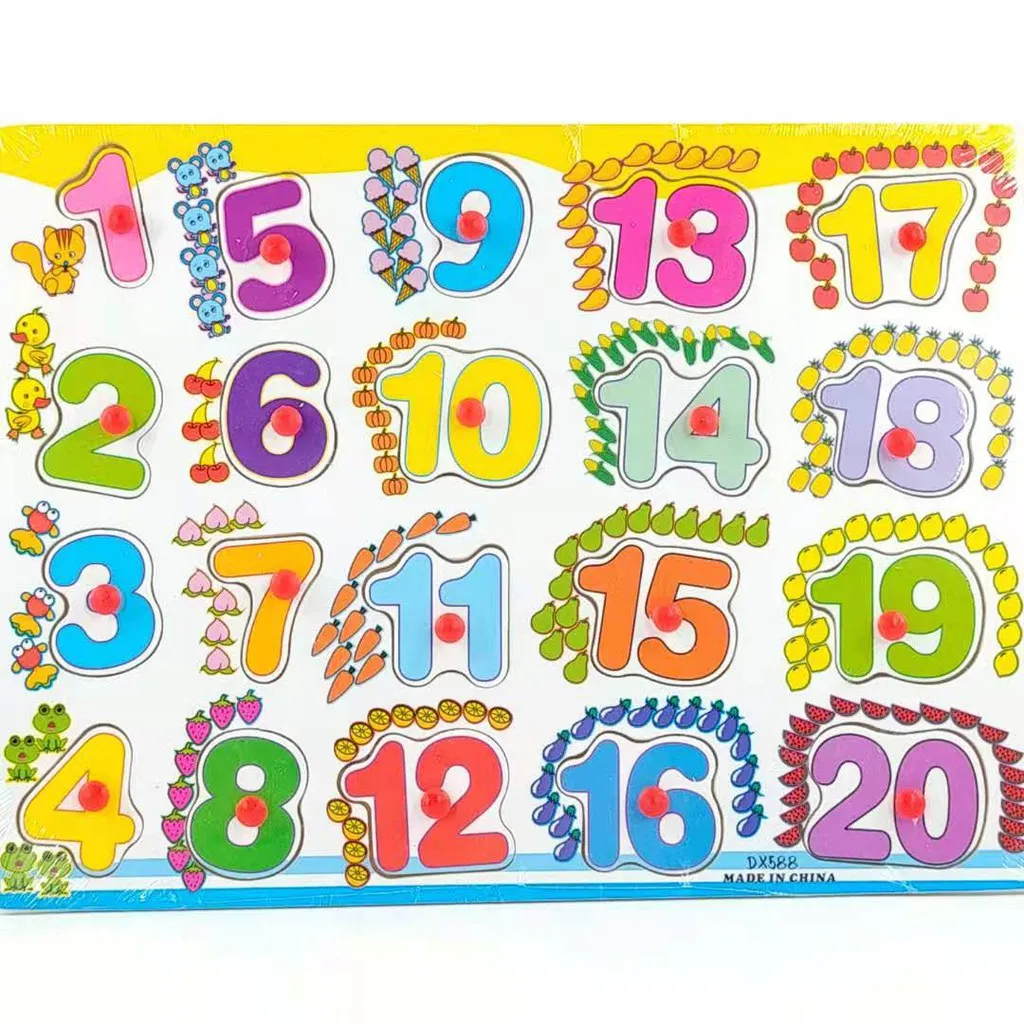 Wooden Number Puzzle Toy – Montessori Learning Board for Toddlers (1 to 20) 2
