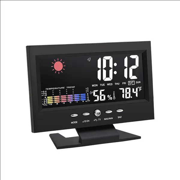 large-screen weather clock color screen display temperature and humidity home  alarm clock 5