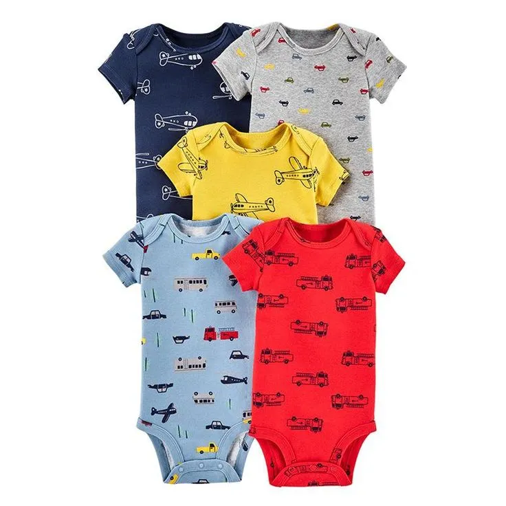 Assorted 5 piece set half Sleeve Baby Keeper Romper Bodysuit onesie premature Newborn to 36 Months Premium Cotton Comfort for Baby Boys & Girls newborn dress gift set unique baby dress  romper for baby boy ramper baby girl summer Half Sleeve Baby Romper 5