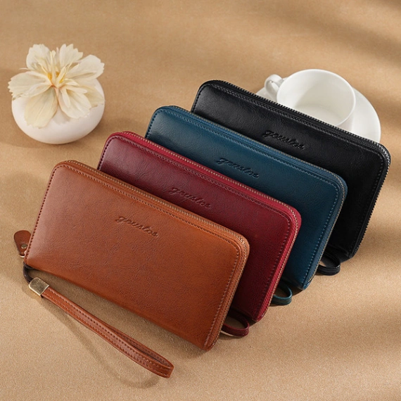 Real Soft Leather Women's Wallet Long Zipper Brand Counter genuine goods New Explosions Retro Casual Mobile Phone Bag 3