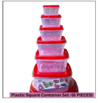 Plastic Square Container Set 6 Pieces 3