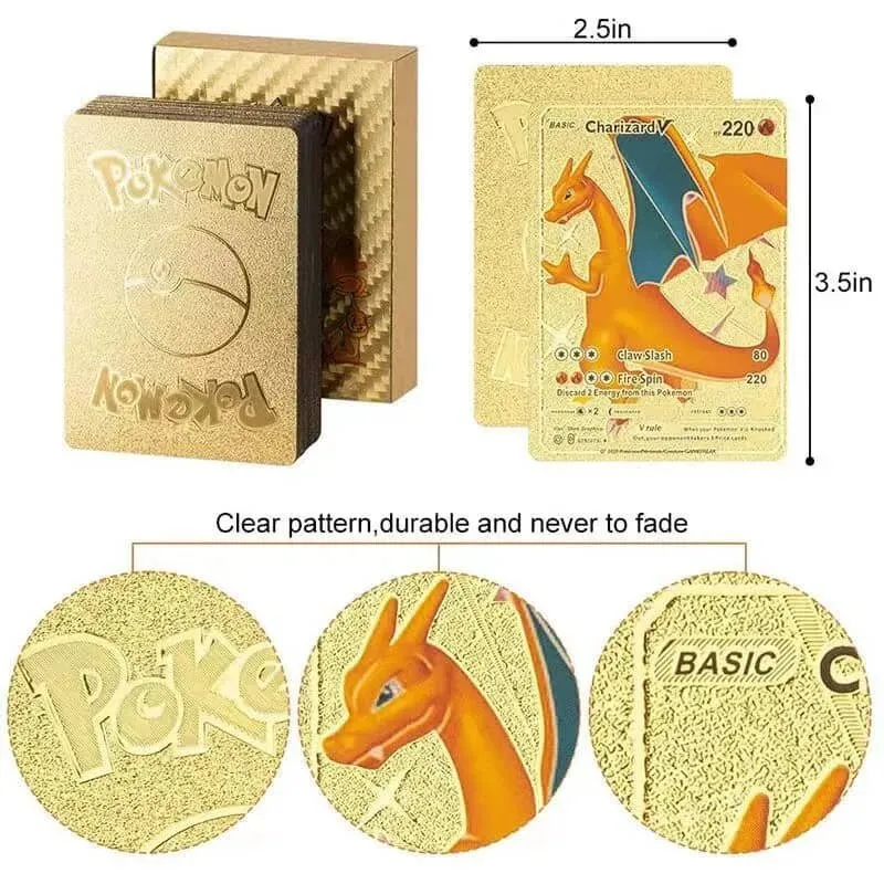 Pokemon Card Toy Gold Black Silver Rainbow Cards English Action Figure Charizard Anime Party Birthday Gifts 4