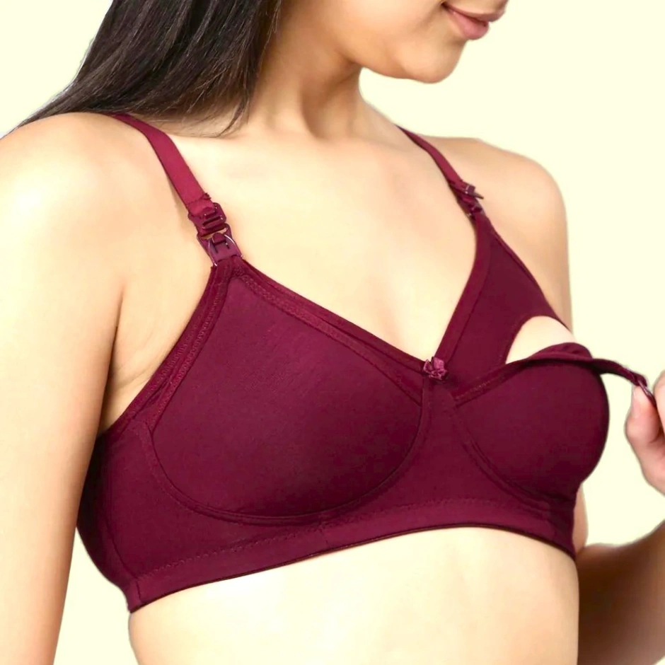 Breastfeeding Bra, Maternity &amp; Nursing Bra, Women&#x27;s Cotton Non Padded Bra one PCS 2