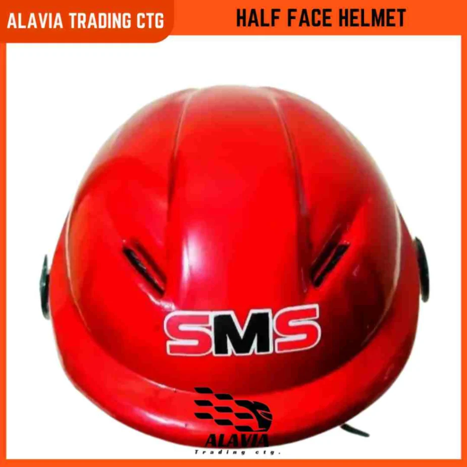 Pelion SMS Cap Style Half Face Motorcycle Helmet With Glass for Men & Women - Red 3