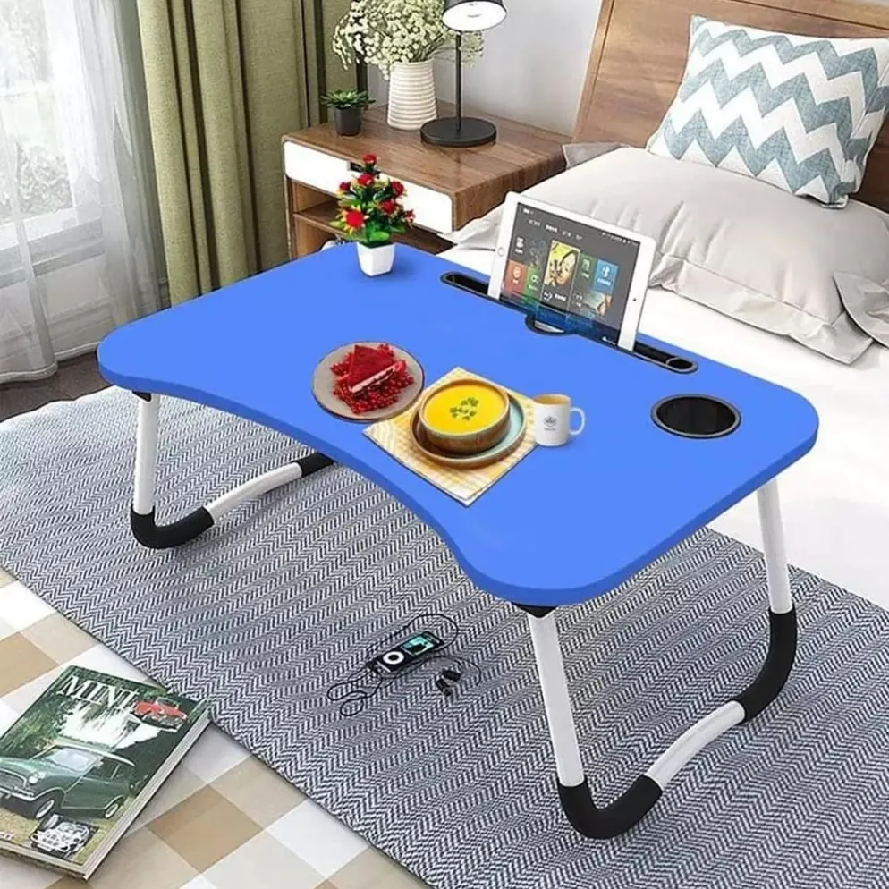 Foldable Laptop Table-Blue For Reading, Writing, Eating, On Bed 3