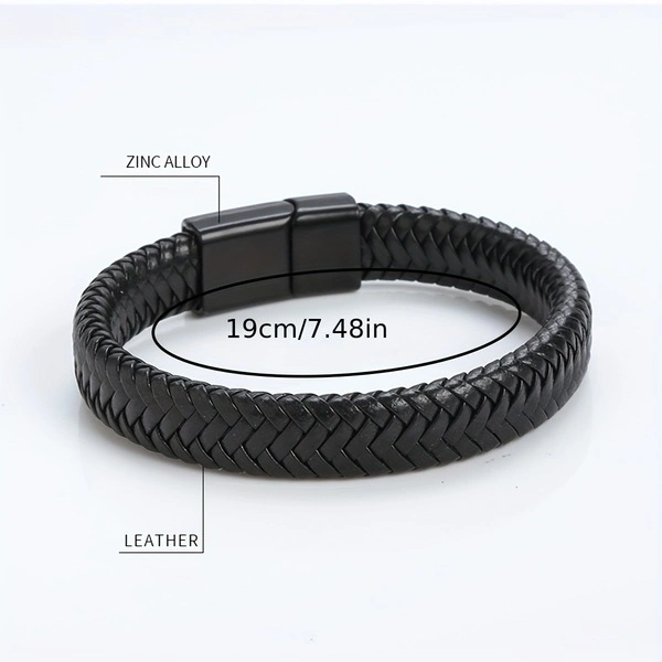 Cross-border leather handmade bracelet men&#x27;s high-end leather stainless steel accessories men&#x27;s jewelry bracelet 7