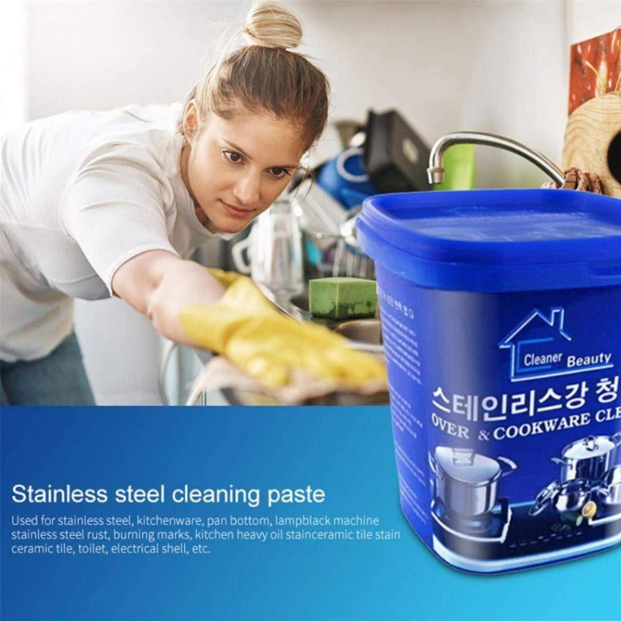 Powerful Stainless Steel Cookware Cleaning Paste Household Kitchen Cleaner Washing Pot Bottom Scale Strong Detergent Cream 6