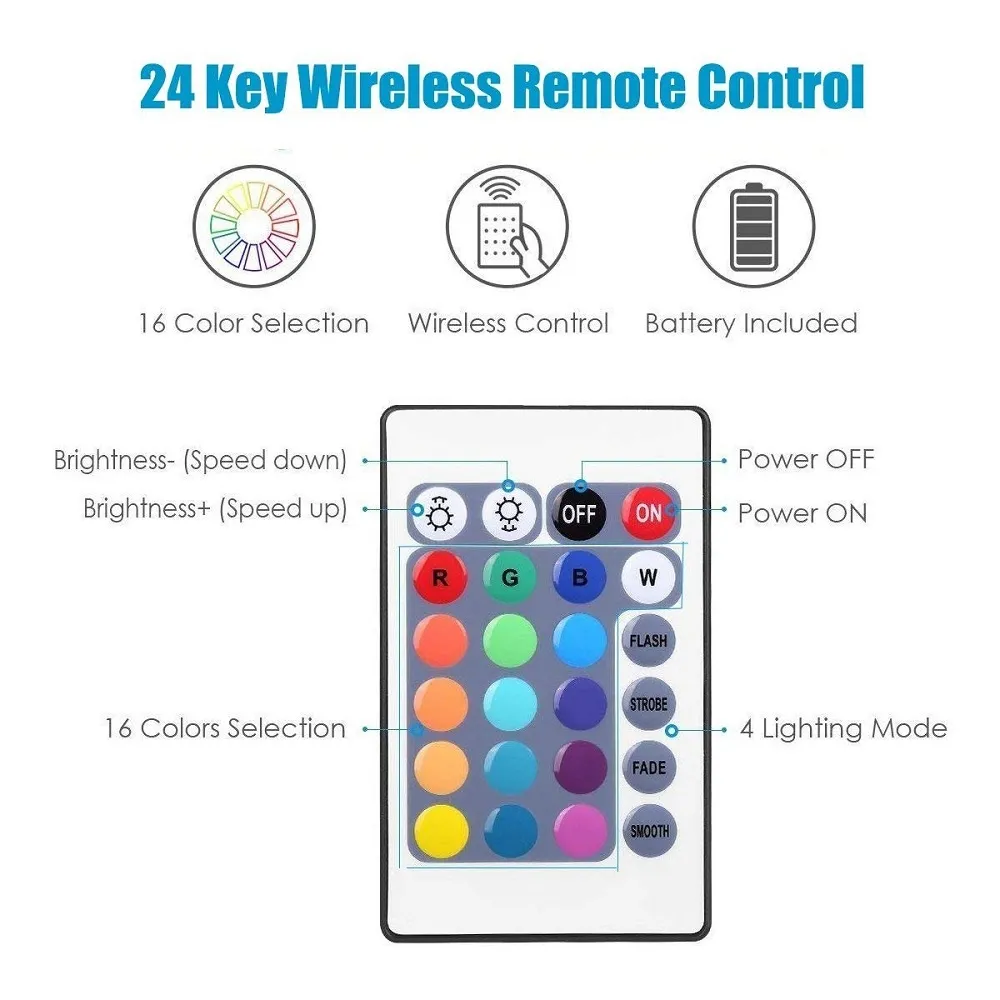 LED Strip Light Remote Control Colour Changing Light with Sticker, 7