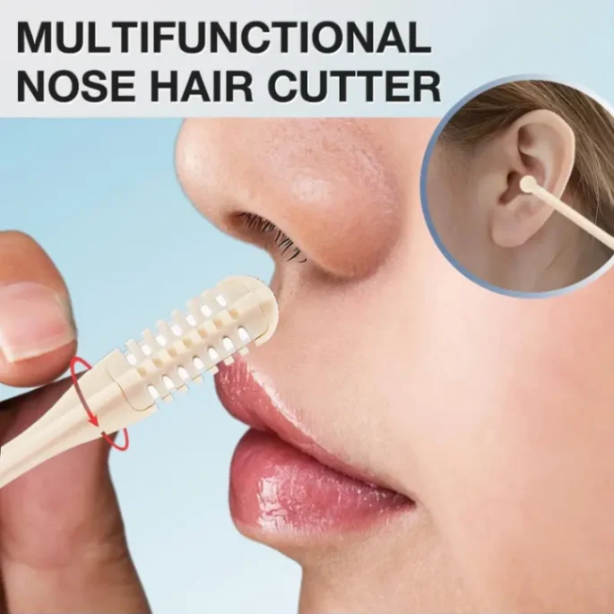2-in-1 Nasal Hair Cutter | 360 Rotating Nose Hair Trimmer &amp; Manual Ear Picker | Portable Double-Sided Nose &amp; Ear Hair Trimmer 2