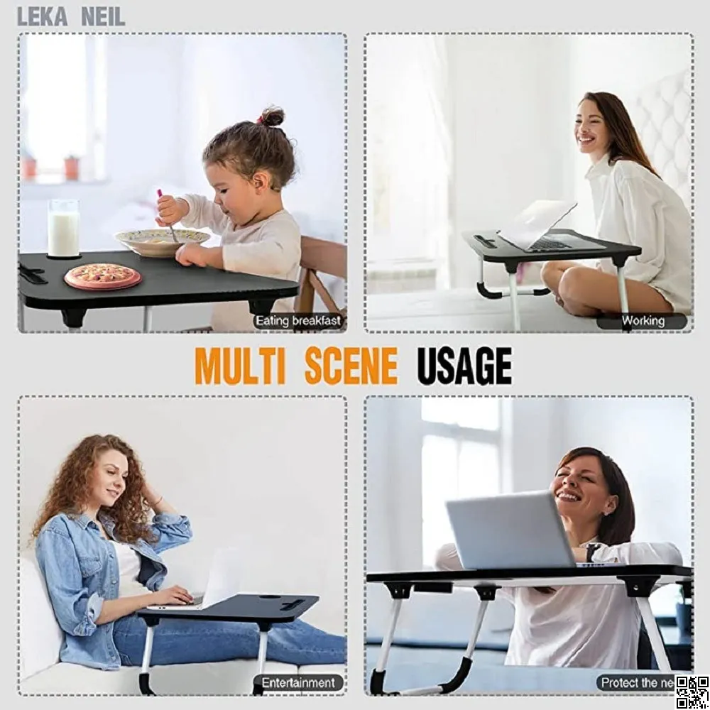 Foldable Laptop Table -Black For Reading, Writing, Eating, On Bed 6